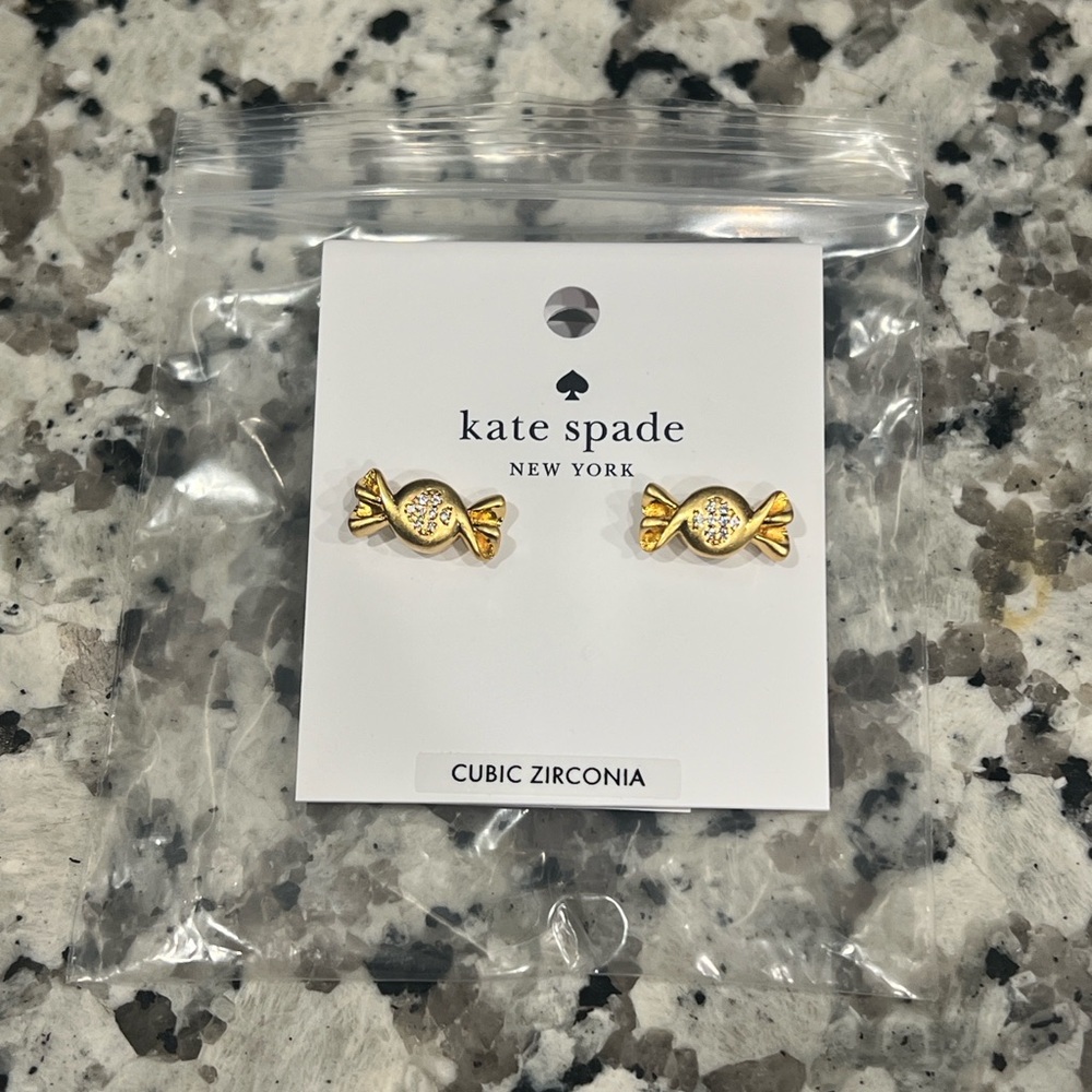 Kate Spade Gold Candy Earrings Clear Gold Cubic Zirconia